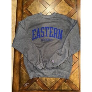 Vintage Champion Crew Neck Sweatshirt Eastern Illinios Gray Size Medium